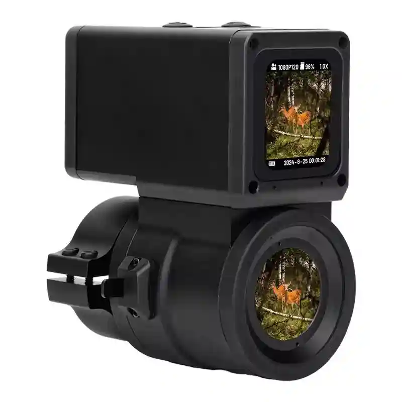 Recoil-resistant aerospace aluminum chassis of the hunting video camera.