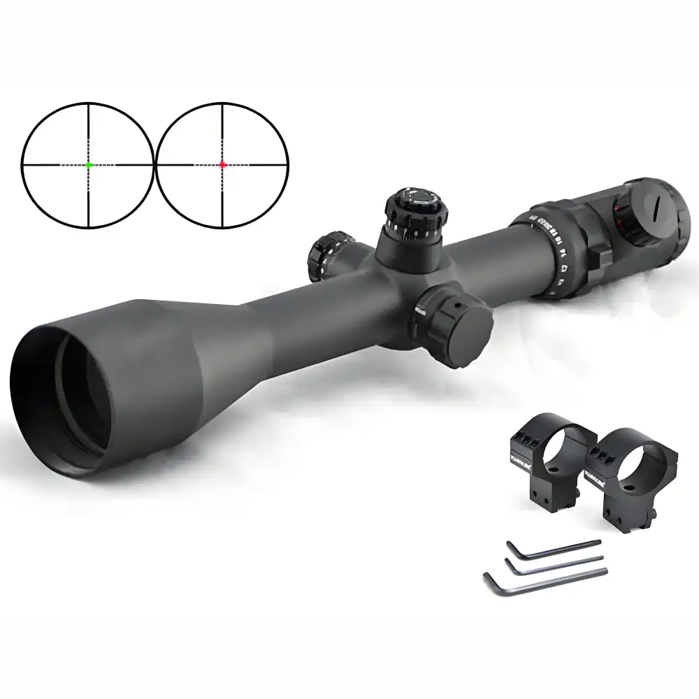 6-25x56 side focus sniper rifle scope with red green illuminated mil-dot reticle and mount ring